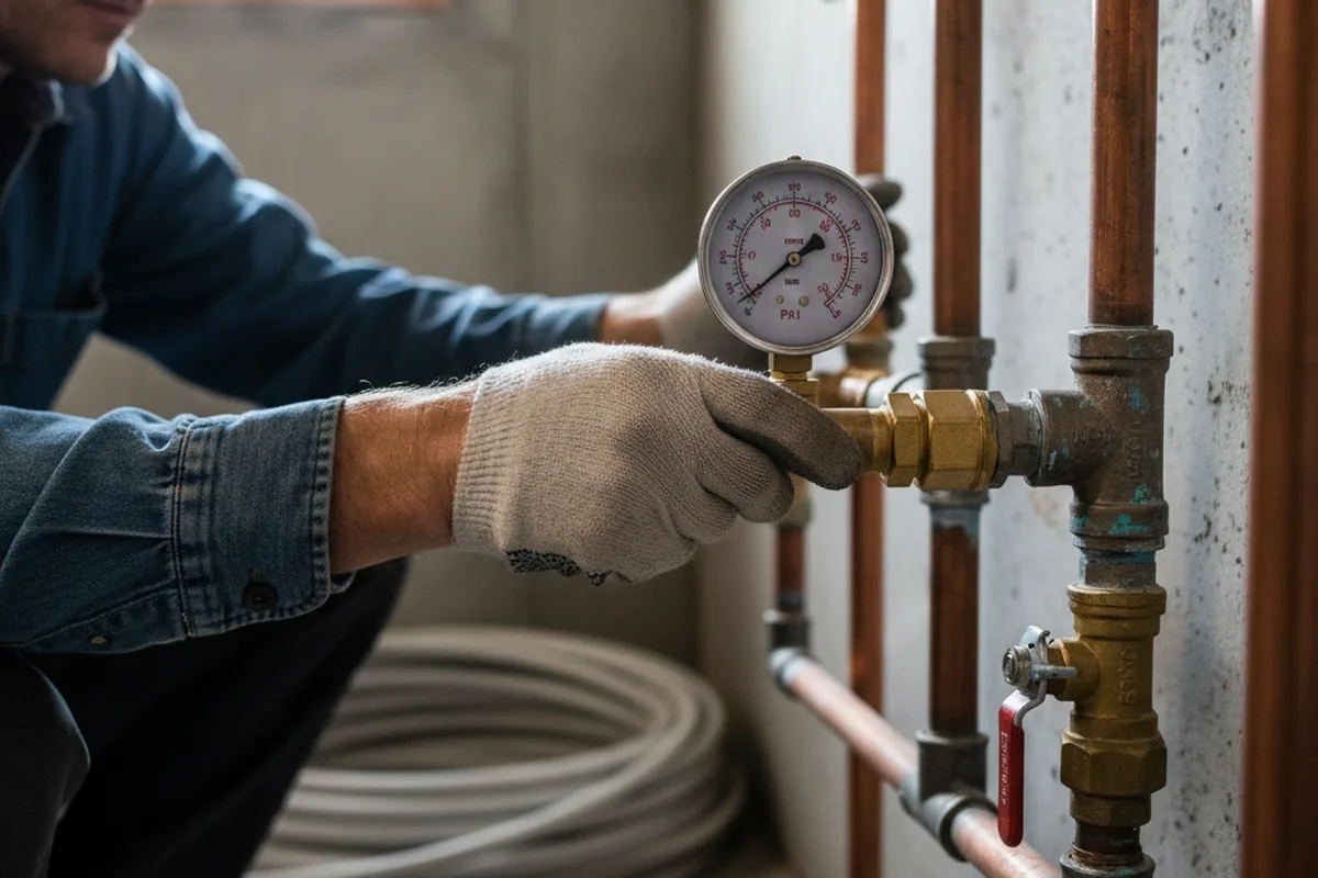 Pressure testing a repaired line during Water Line Repair in Arroyo Grande